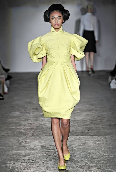 Modular Tuxedo Blouse with Lantern Skirt 