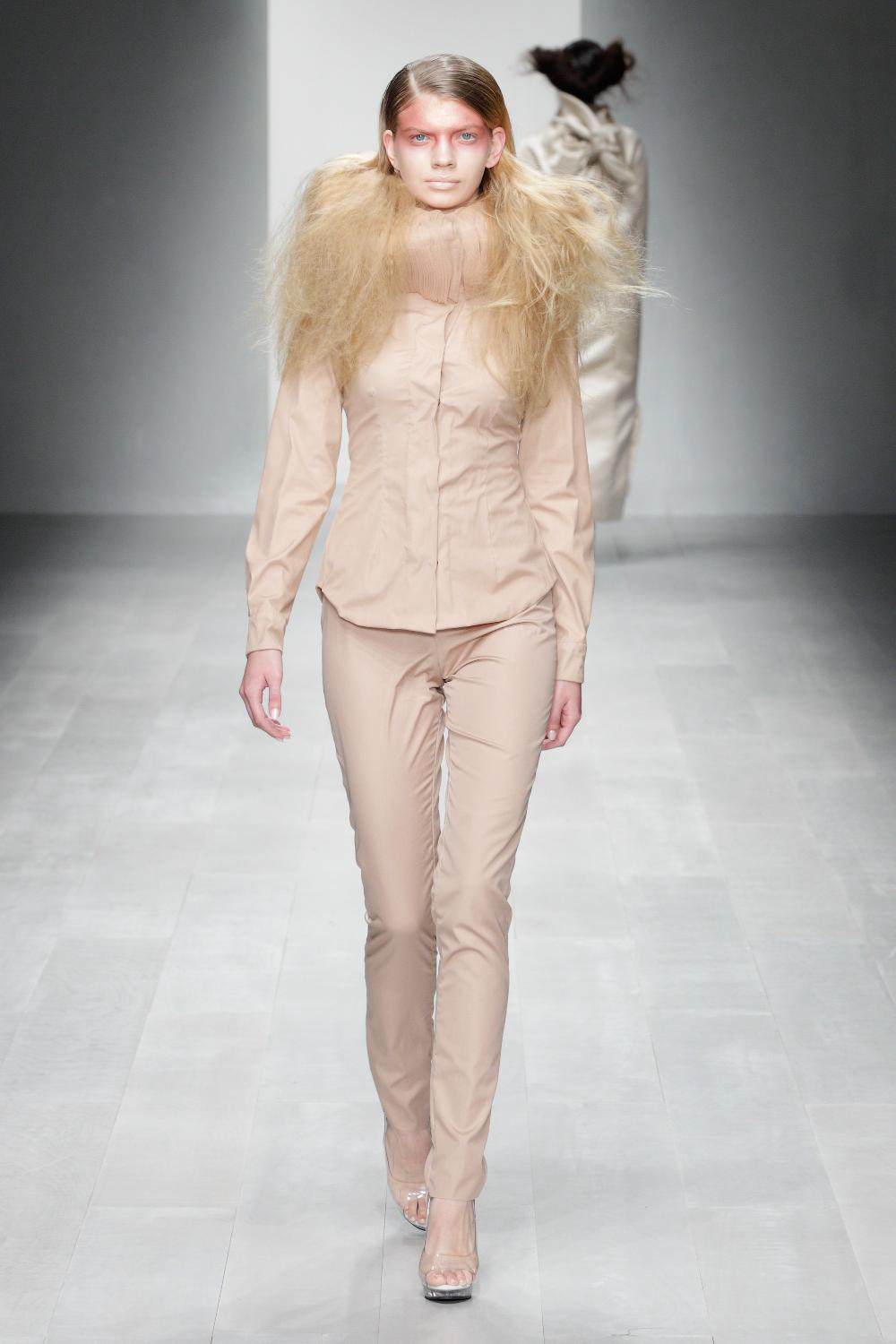 Mushroom Blouse and Classic Tuxedo Trouser